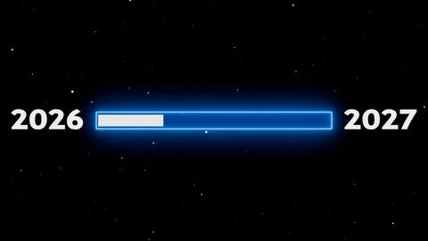 Transitioning year progress bar from 2026 to 2027 Stockillustratie