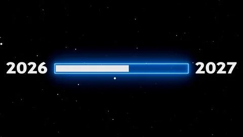 Transitioning year progress bar from 2026 to 2027 스톡 일러스트