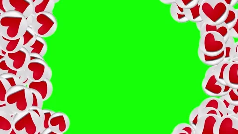 Transitions of hearts on green screen background for video editing. Valentines Stock Footage 150223354