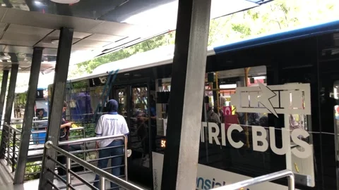 Transjakarta Bus Stock Footage 320119480