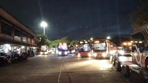 Transjakarta buses started operating at Kampung Rambutan bus station Stock-Fotos