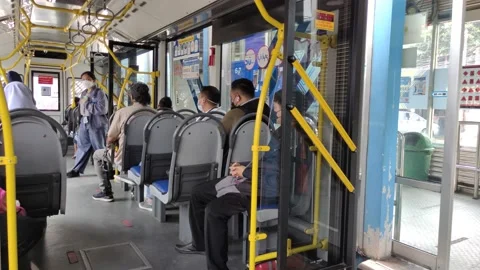 Transjakarta, public bus services based in special region of Jakarta area Video stock 162215074