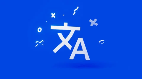 Translate 3d icon on a simple blue background 4k seamless animation loop Stock Footage 202091858