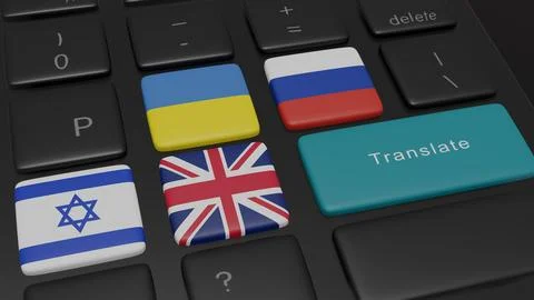 Translate between Languages Concept. Buttons on the Keyboard Stock Illustration