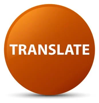 Translate brown round button Stock Photos
