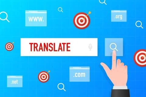 Translate button for web design. Vector line illustration. Editable stroke Illustrazione stock