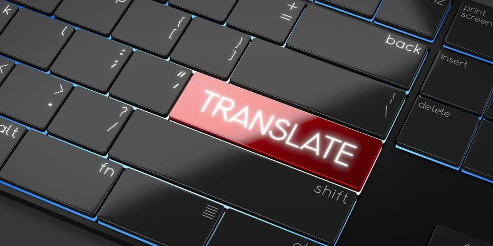 Translate - modern computer keyboard - 3D illustration Illustration