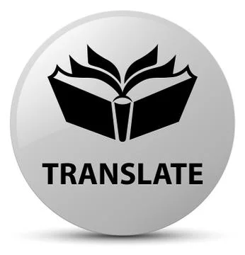 Translate white round button Stock Photos