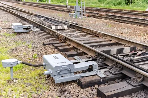 Translating arrows on rails Stock Photos