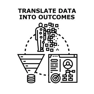 Translating data into outcomes for business analysis Stock Illustration