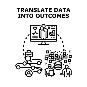 Translating data into outcomes for informed decision making Illustrazione stock