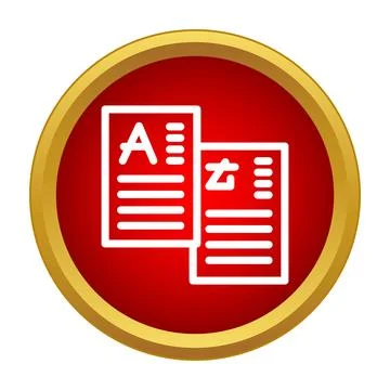 Translating documents between different languages icon design Stock Illustration