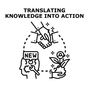 Translating knowledge into action with problem solving process Stock Illustration