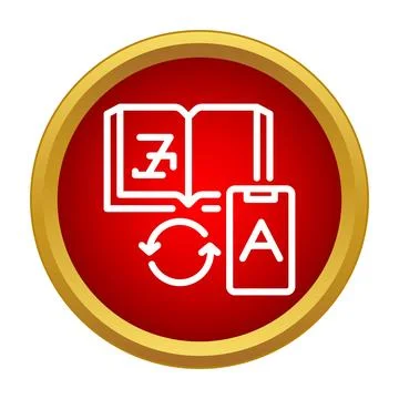 Translating languages with mobile dictionary app icon 스톡 일러스트