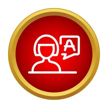 Translating speech bubble icon showing language assistance Stock Illustration