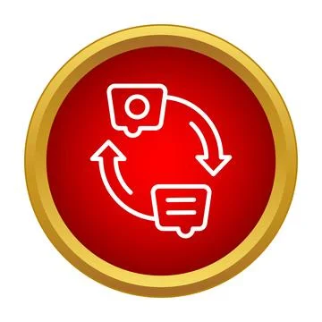 Translating speech bubbles with circular arrows changing language Stock Illustration