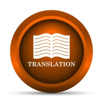 Translation book icon. Internet button on white background.. Illustrazione stock