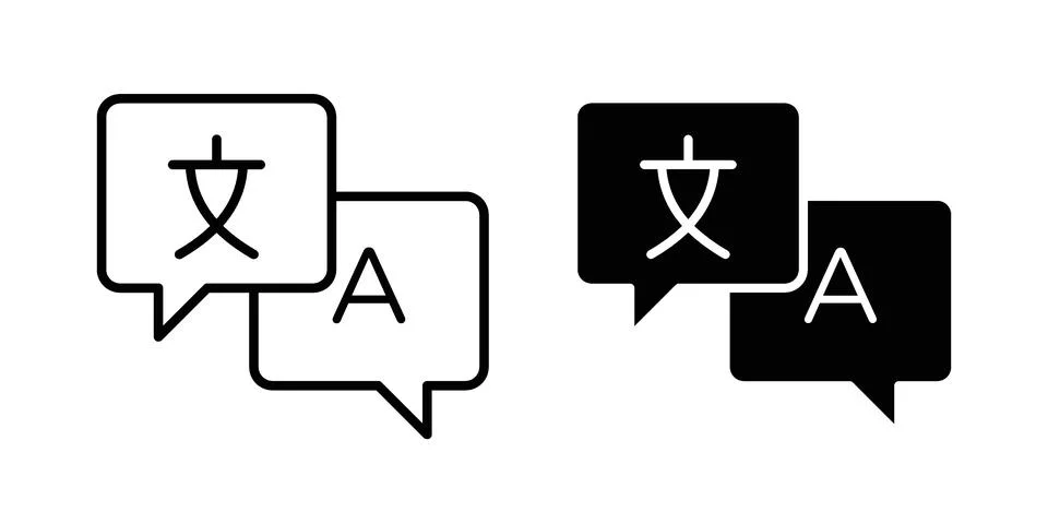 Translation icon black vector isolated on white Stock Illustration