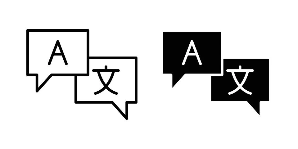 Translation icon solid, line, and editable vector set. Stock Illustration