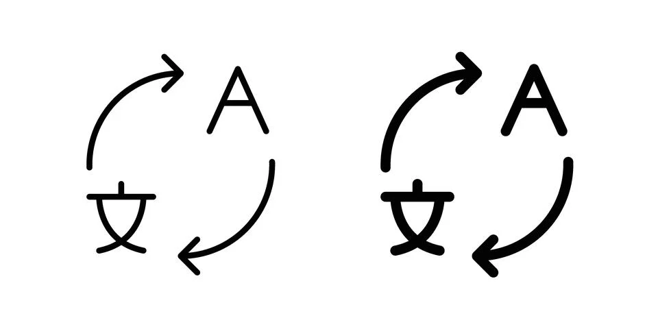 Translation icon vector concepts, line and silhouette style Stock Illustration