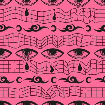 Translation: "LSD". Deformed flex distorted grid,melt psychedelic smile face Stock Illustration