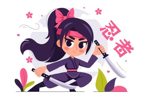 Translation : Ninja Vector Illustration featuring a Ninja Shinobi Character.. Stock Illustration