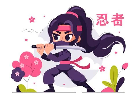 Translation : Ninja Vector Illustration featuring a Ninja Shinobi Character.. Stock Illustration