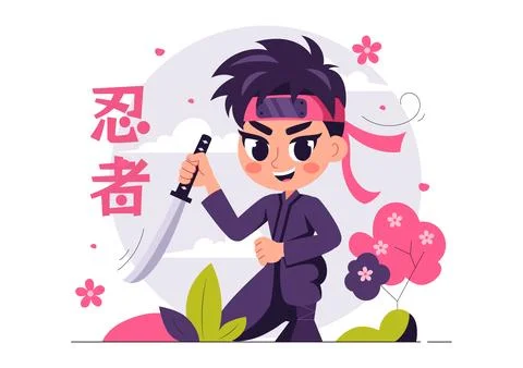 Translation : Ninja Vector Illustration featuring a Ninja Shinobi Character.. Stock Illustration