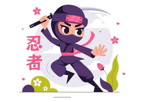 Translation : Ninja Vector Illustration featuring a Ninja Shinobi Character.. Stock Illustration