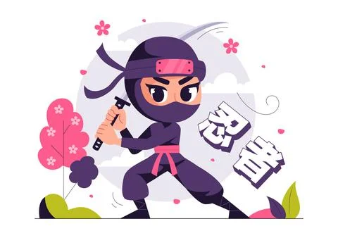 Translation : Ninja Vector Illustration featuring a Ninja Shinobi Character.. Stock Illustration