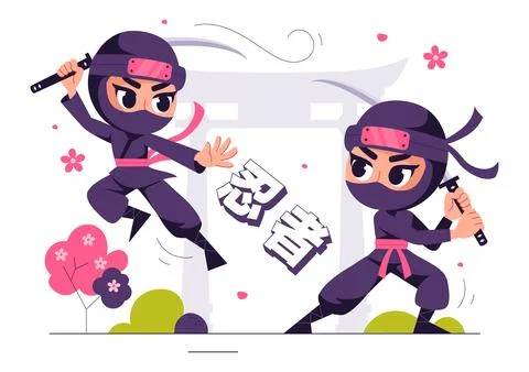 Translation : Ninja Vector Illustration featuring a Ninja Shinobi Character.. Stock Illustration