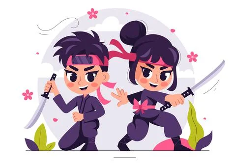 Translation : Ninja Vector Illustration featuring a Ninja Shinobi Character.. Stock Illustration