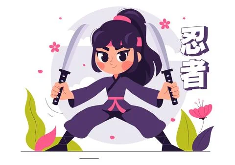 Translation : Ninja Vector Illustration featuring a Ninja Shinobi Character.. Stock Illustration