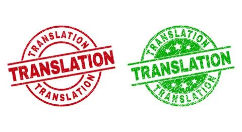 TRANSLATION Round Stamps Using Corroded Texture Illustrazione stock