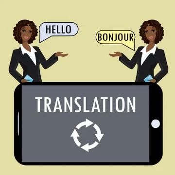 Translation from a smartphone. Illustrazione stock