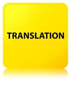Translation yellow square button Stock Photos