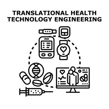 Translational health technology engineering applying digital solutions Stock Illustration