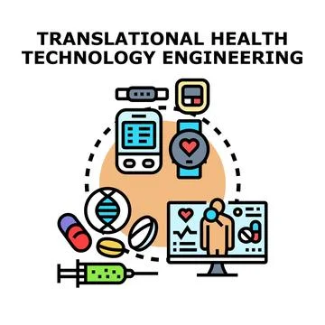 Translational health technology engineering applying digital solutions Stock Illustration