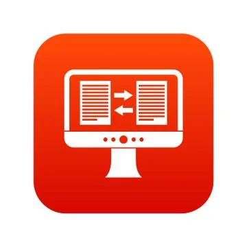 Translator app on the screen of computer icon digital red Stock Illustration