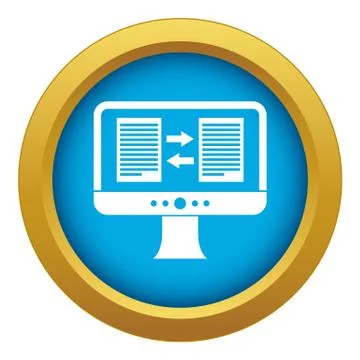 Translator app on the screen of computer icon blue vector isolated 스톡 일러스트