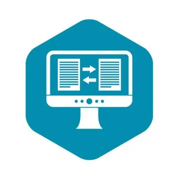 Translator app on the screen of computer icon Stock Illustration