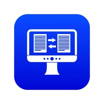 Translator app on the screen of computer icon digital blue Stock Illustration