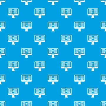 Translator app on the screen of computer pattern seamless blue Stock Illustration