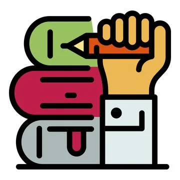 Translator books stack icon color outline vector 스톡 일러스트