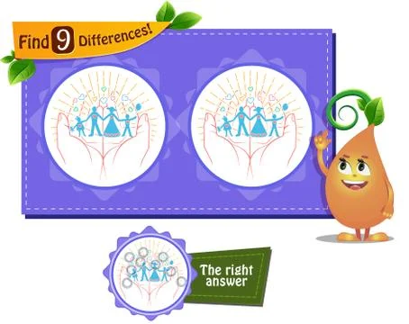 Translator game 9 differences family Stock Illustration