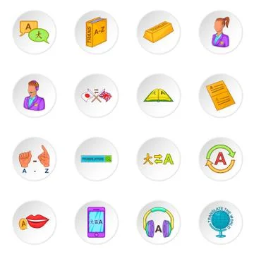 Translator icons set Stock Illustration