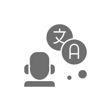 Translator, interpreter grey icon. Isolated on white background Stock Illustration