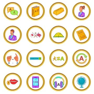 Translator vector set, cartoon style Illustrazione stock