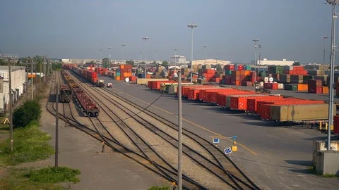 Transloading and Distribution at City's Autoport - From Air Travel to Ground Tra Stock Footage 79224636