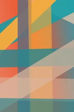 Translucent angular blocks in turquoise, coral, mustard, gray, and sand for.. Stock Illustration